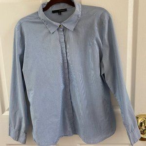 Harve Benard Woman's Button Up Blouse Blue and White mini Stripe size XL